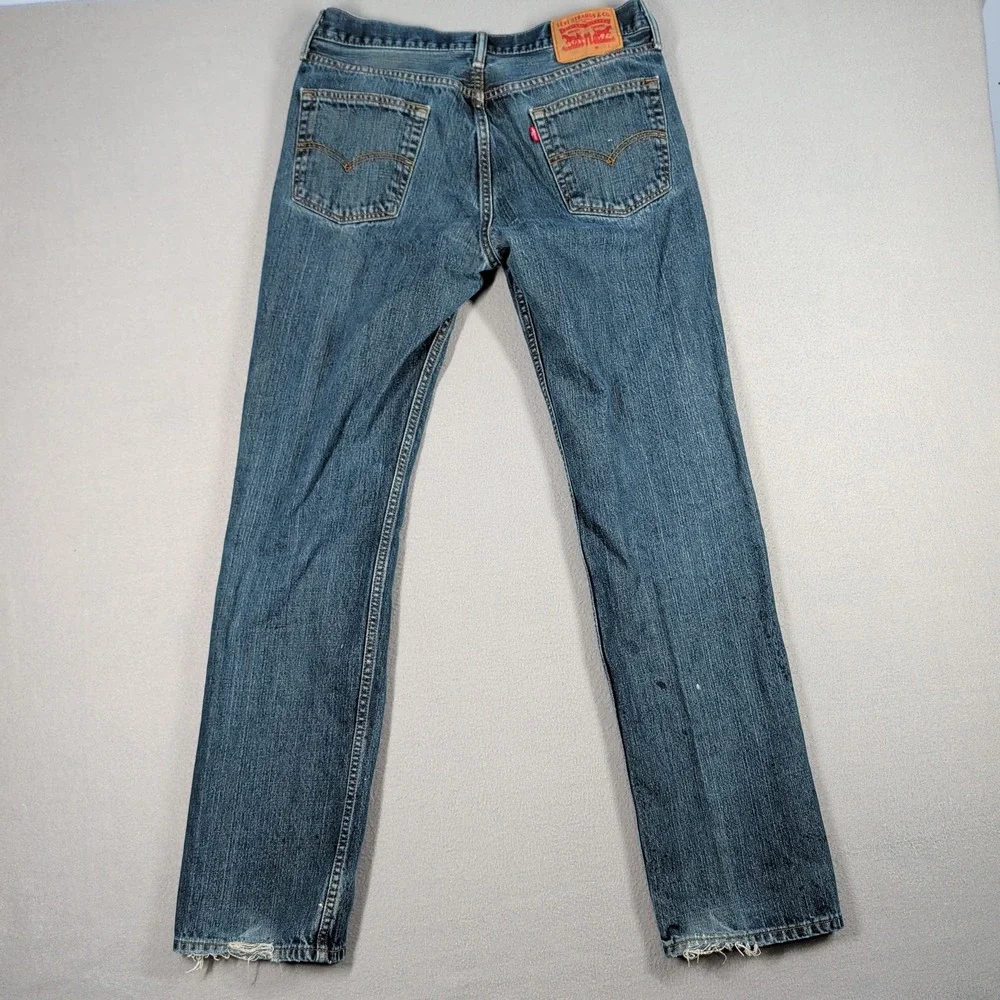 Levi's 514 Jeans Mens 32x34 Blue Denim‎ Distressed Paint Splatter